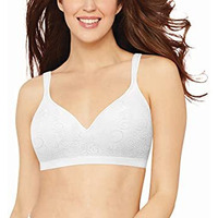 Bali Women's Comfort Revolution Wire Free Bra, White Swirl, 38B