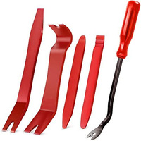 Gooacc 5 Pcs Nylon Auto Trim Removal Tool Kit No-Scratch Pry Tool Kit For Car Panel & Audio Dashboard Dismantle Red