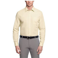 Van Heusen Men's Dress Shirt Regular Fit Poplin Solid, Lemon Glaze, 15.5"" Neck 36""-37"" Sleeve