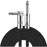 Sovvid Guitar Cable 10Ft Professional Instrument Cable Electric Guitar Amp Cord Updated Version 1/4 Ts Cable For Guitar Bass Mandolin Keyboard And Pro Audio, Right Angle To Straight (Black)