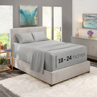 Nestl Extra Deep Pocket Sheets - Fits Mattress 18-24 Inches Deep, Extra Deep Pocket Full Size Sheets Sets, 4 Piece Full Size Sheets, Full Sheets Deep Pocket, Silver Grey Sheets