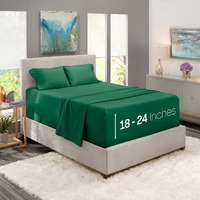 Nestl Extra Deep Pocket Sheets - Fits Mattress 18-24 Inches Deep, Extra Deep Pocket California King Size Sheets, 4 Piece Cal King Sheets, Cal King Sheets Deep Pocket, Hunter Green