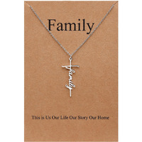 Lcherry Family Cross Necklace Stainless Steel Pendant Necklace Religious Jewelry For Women