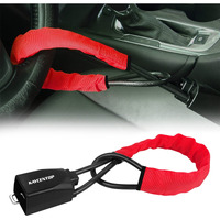 Kaycentop Car Steering Wheel Lock, Seat Belt Lock, Anti-Theft Device, Max 17 Inch Length, Small And Light-Weight, Multi-Functional, Fit Most Vehicle, Suv, Golf Cart Security (Red)