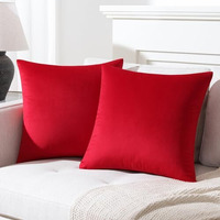 Mixhug Decorative Throw Pillow Covers, Velvet Cushion Covers, Solid Throw Pillow Cases For Couch And Bed, Red, 16 X 16 Inches, Set Of 2
