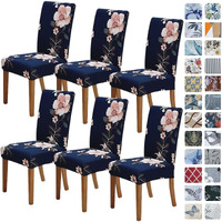 Springrico Chair Covers For Dining Room 6 Pack, Stretch Dining Chair Cover, Washable Spandex Kitchen Parsons Chair Slipcovers, Removable Seat Protector For Home Or Party (Set Of 6, In Bloom1)