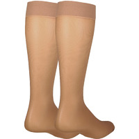 Nuvein Sheer Compression Stockings For Women, 8-15 Mmhg Support, Light Denier, Knee High, Closed Toe, Beige, Medium