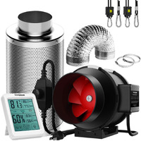 Vivosun 6 Inch 390 Cfm Inline Fan With Speed Controller, 6 Inch Carbon Filter And 8 Feet Of Ducting, Temperature Humidity Monitor For Grow Tent Ventilation