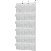 Simple Houseware 24 Pockets Large Clear Pockets Over The Door Hanging Shoe Organizer, White (56 X 22.5)