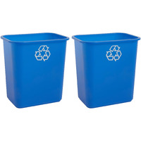 United Solutions 7 Gallon / 28 Quart Space Saving Recycling Bin, Fits Under Desk And Small, Narrow Spaces In Commercial, Kitchen, Home Office, And Dorm, Easy To Clean, (Pack Of 2), Recycle Blue