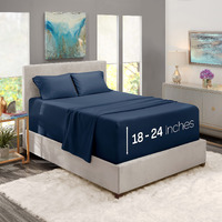 Nestl Extra Deep Pocket Sheets - Fits Mattress 18-24 Inches Deep, Extra Deep Pocket Queen Sheets Sets, 4 Piece Queen Size Sheets, Queen Sheets Deep Pocket, Navy Blue Sheets Queen