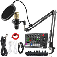 Sinwe Podcast Microphone Bundle, Bm-800 Condenser Mic With Live Sound Card Kit, Podcast Equipment Bundle With Voice Changer And Mixer Functions For Pc Smartphone Studio Recording & Broadcasting
