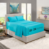 Nestl Extra Deep Pocket Sheets - Fits Mattress 18-24 Inches Deep, Extra Deep Pocket King Size Sheets Sets, 4 Piece King Size Sheets, King Sheets Deep Pocket, Bright Blue Sheets