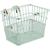 Retrospec Apollo Detachable Front Bike Basket Steel Half-Mesh With Integrated Detachable Hooks And Built-In Handle, Easy Assembly And Portability For Bicycles