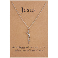 Lcherry Jesus Cross Pendant Necklace Stainless Steel Cross Necklace Religious Jewelry For Women