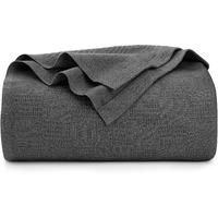 Utopia Bedding 100% Cotton Blanket (Full Size - 90X84 Inches) 350Gsm Lightweight Thermal Blanket, Soft Breathable Blanket For All Seasons (Smoke Gray)