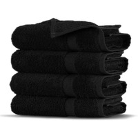 Towel Bazaar Premium Turkish Cotton Super Soft And Absorbent Towels (4-Piece Washcloth, Black)