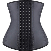 Yianna Long Torso Waist Trainer For Women Latex Underbust Waist Corsets Cincher Hourglass Body Shaper 4 Row Hooks, (Size L, Black)