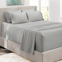 Hearth & Harbor Extra Deep Pocket Sheets - Fits Mattress 18-24 Inches Deep - Extra Deep Pocket Split King Size Sheets Sets - 7 Piece Split King Size Sheets - Split King Sheets Deep Pocket, Silver