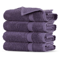Towel Bazaar Premium Turkish Cotton Super Soft And Absorbent Towels (4-Piece Washcloth, Plum Purple)