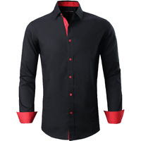 Alex Vando Mens Dress Shirts Regular Fit Long Sleeve Stretch Business Dress Shirts For Men,Black,Small
