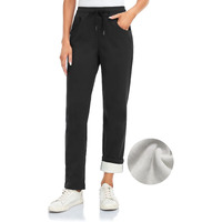 Inno Women's Buttery Soft Fleece Lined Straight Pants Warm Sweatpants Thermal Athletic Lounge, Black, Xl, Regular-31 Inseam