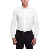 Van Heusen Men's Dress Shirt Oxford Solid Regular Fit, White, 17"" Neck 34""-35"" Sleeve