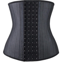 Yianna Waist Trainer For Women Latex Underbust Waist Corsets Cincher Hourglass Body Shaper 4 Hooks, (Size Xl, Black)
