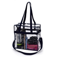 Handy Laundry Clear Tote Bag Stadium Approved - Shoulder Straps And Zippered Top. Perfect Clear Bag For Work, School, Sports Games And Concerts. Meets Stadium Tournament Guidelines. (Blue)