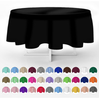 Black 84"" Round 6 Pack Premium Disposable Plastic Tablecloth 84 Inch Round Table Cover By Grandipity