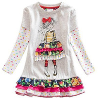 Vikita Toddler Girls Dresses Winter Girl Clothes Long Sleeve Gray Dress Xmas Gift For Kids 2-8 Years Lh3660, 5T