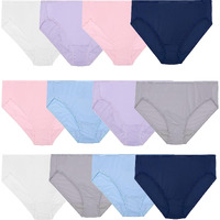 Fruit Of The Loom Women's Underwear Microfiber Panties (Regular & Plus Size), Hi Cut - 12 Pack - Assorted, 6
