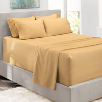 Hearth & Harbor Extra Deep Pocket Sheets - Fits Mattress 18-24 Inches Deep - Extra Deep Pocket Queen Sheets Sets - 6 Piece Queen Size Sheets - Queen Sheets Deep Pocket - Camel Sheets