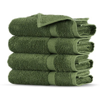 Towel Bazaar Premium Turkish Cotton Super Soft And Absorbent Towels (4-Piece Washcloth, Moss Green)