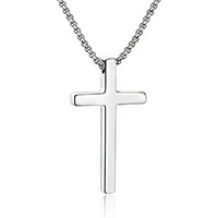 M Mooham Sterling Silver Cross Pendant Necklaces For Men Women Pendant Chain 20 Inch Silver, Fathers Day Christian Religious Baptism Gifts Jewelry For Teenage Women