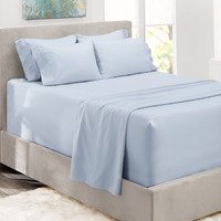 Hearth & Harbor Extra Deep Pocket Sheets - Fits Mattress 18-24 Inches Deep - Extra Deep Pocket Split King Size Sheets Sets - 7 Piece Split King Size Sheets - Split King Sheets Deep Pocket, Ice Blue