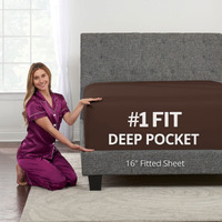 Fitted Sheets Queen Size - Queen Fitted Sheet Only Deep Pocket Queen Fitted Sheet - Real 16    Fitted Bed Sheets Fit Perfectly 14   -18    Deep Mattress & Toppers - 1 Piece Bottom Fitted Sheet Queen - Brown