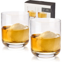 Viski Crystal Whiskey Tumblers Set Of 2 - Premium Crystal Glass, Stylish Lowball Cocktail Glasses, Cocktail Glass Gift Set - 12 Oz