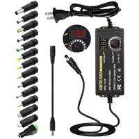 72W Power Supply Adjustable Dc 3V ~ 24V Variable Universal Switching Ac/Dc Adapter 100V-240V Ac To Dc Converter With Led Voltage Display And 14 Tips, For 3V To 24V Household Electronics - 3000Ma Max