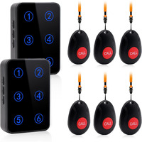 Calltou Wireless Caregiver Pager Nurse Call System Alarm And Panic Call Button 500Ft With Led Number Display For Patientselderlyseniorshome 2 Receivers 6 Waterproof Call Buttons