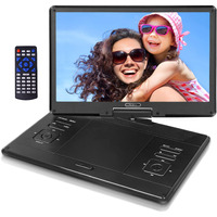 169 Large Portable Dvd Player With 141 Swivel Hd Screen, Dvd Player Portable With Rechargeable Battery, Support Usbsd Cardsync Tv, Region-Free, Support Multiple Discs, Black