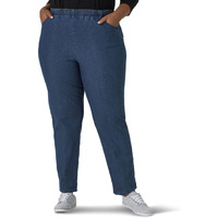 Chic Classic Collection Women's Size Stretch Elastic Waist Pull-On Pant, Mid Shade Denim, 22 Plus Petite