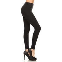 Ncl32-Black-3X Cotton Spandex Solid Leggings Made In Usa-Black, 3X Plus