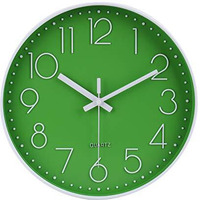 Jomparis Modern Office Green Decor Wall Clock 12"" Silent & Non-Ticking Battery Operated Quartz Round Clock