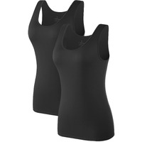 Air Curvey Tank Tops For Women Undershirt Tanks Slim-Fit 2 Pack Black Black S