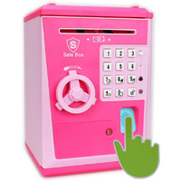 Kids Safe Box With Fingerprint Code, Talking Piggy Bank, Atm Savings Bank For Real Money, Great Toy Gift For Children(Pink/Pink)
