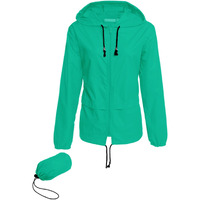 Avoogue Lightweight Raincoat Women 's Waterproof Windbreaker Packable Outdoor Hooded Rain Jacket Lake Green M