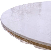 Clear Round Vinyl Fitted Tablecloth Waterproof Oilcloth Heavy Duty Elasticized Table Cover Elastic Edge Design Plastic Tablecloth Protector For Round Table
