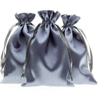 Knitial 5 X 8 Silver Satin Gift Bags, Jewelry Bags, Wedding Favor Drawstring Bags Baby Shower Christmas Gift Bags 50 Per Pack