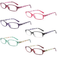 Ivnuoyi 6 Pack Reading Glasses Blue Light Blocking,Fashion Ladies Spring Hinge Readers With Pattern Print,Anti Glare Uv Eyeglasses For Women 25